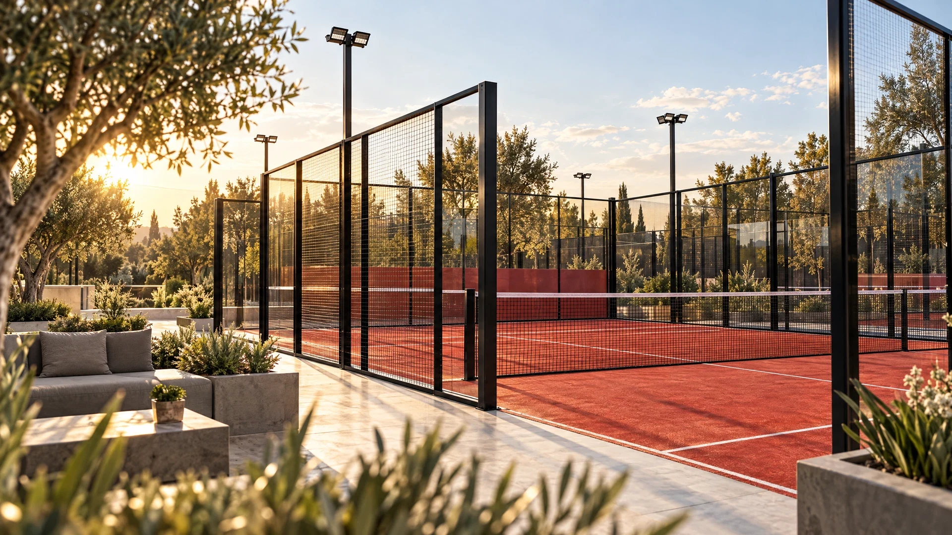 Ilustrativni pogled na crveni padel teren